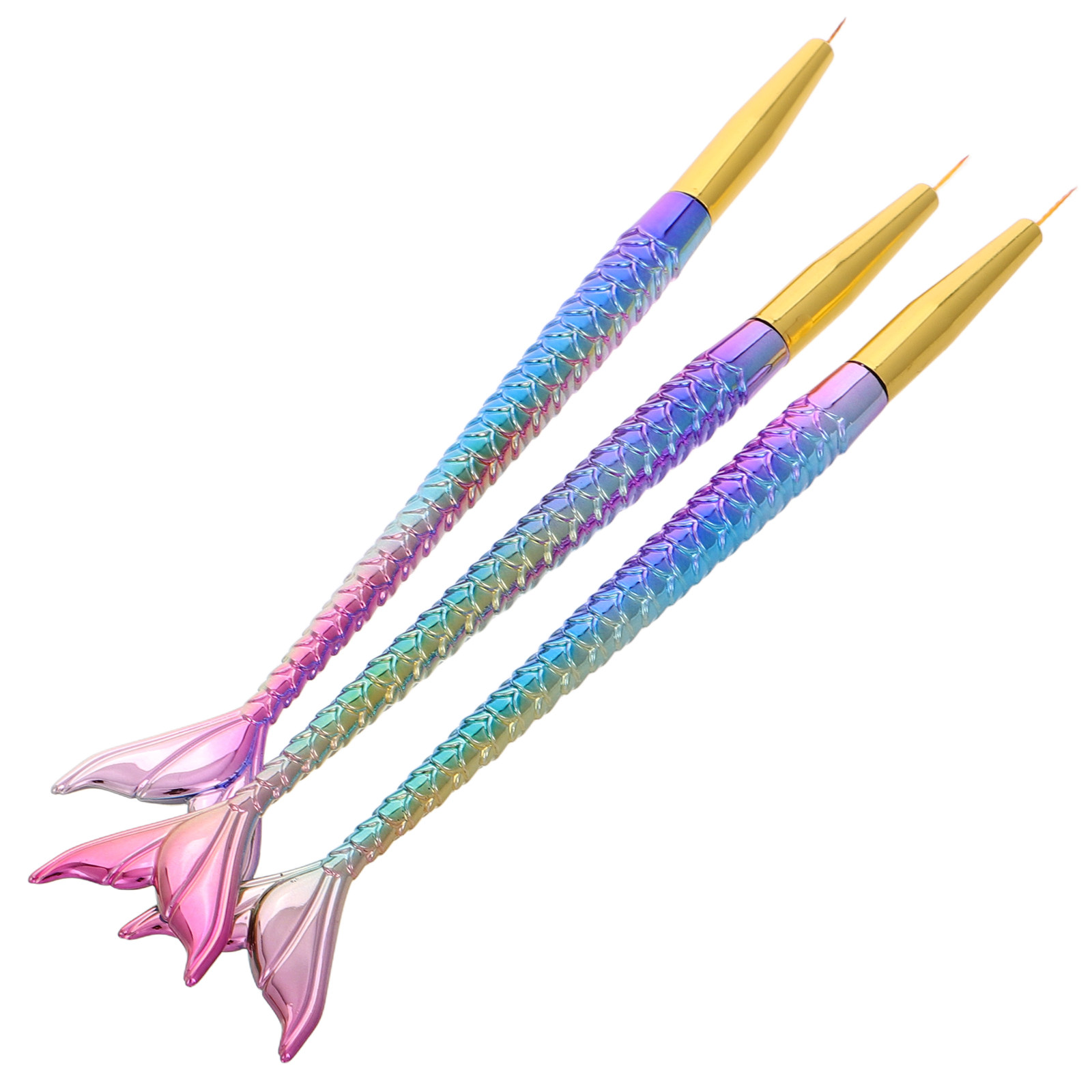 3Pcs Mermaid Tail Nail Art Lin - Detailing Brush Set ulasan dan harga