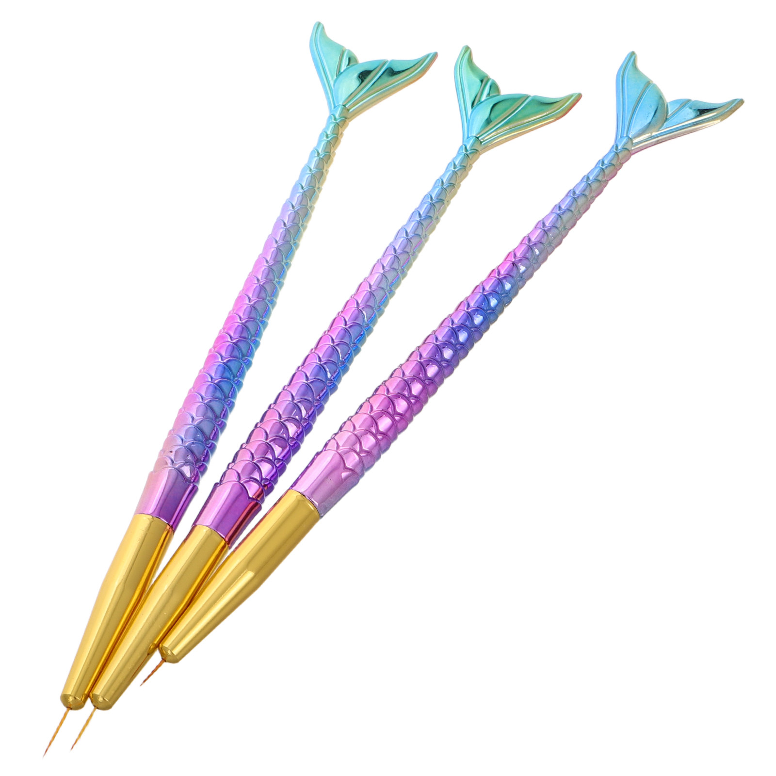 3Pcs Mermaid Tail Nail Art Lin - Detailing Brush Set ulasan dan harga