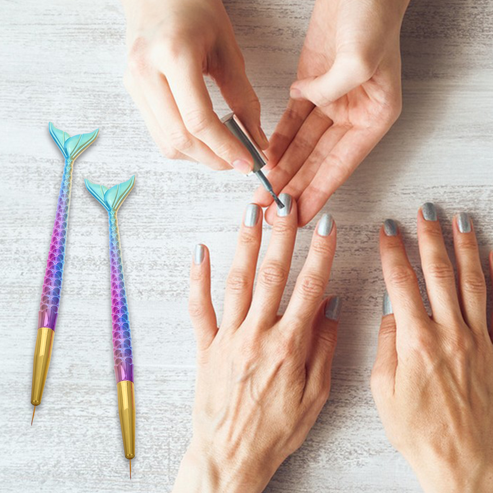 3Pcs Mermaid Tail Nail Art Lin - Detailing Brush Set ulasan dan harga