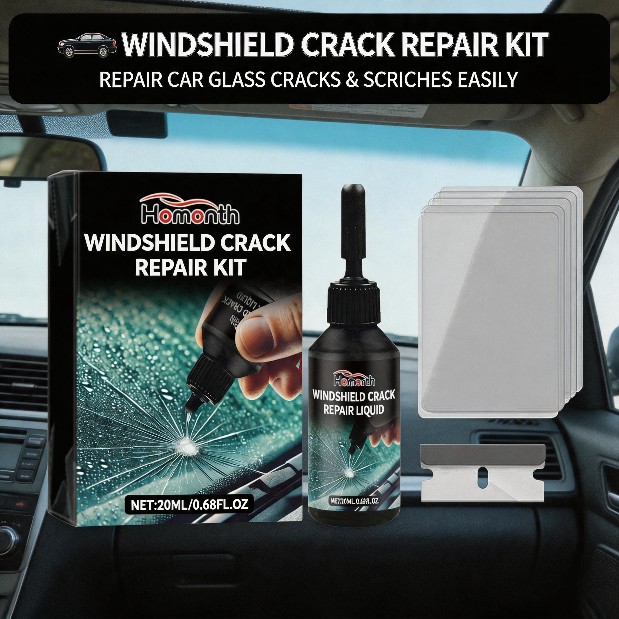Car Glass Care Kit, Profession - Glass Cleaner Streak ulasan dan harga