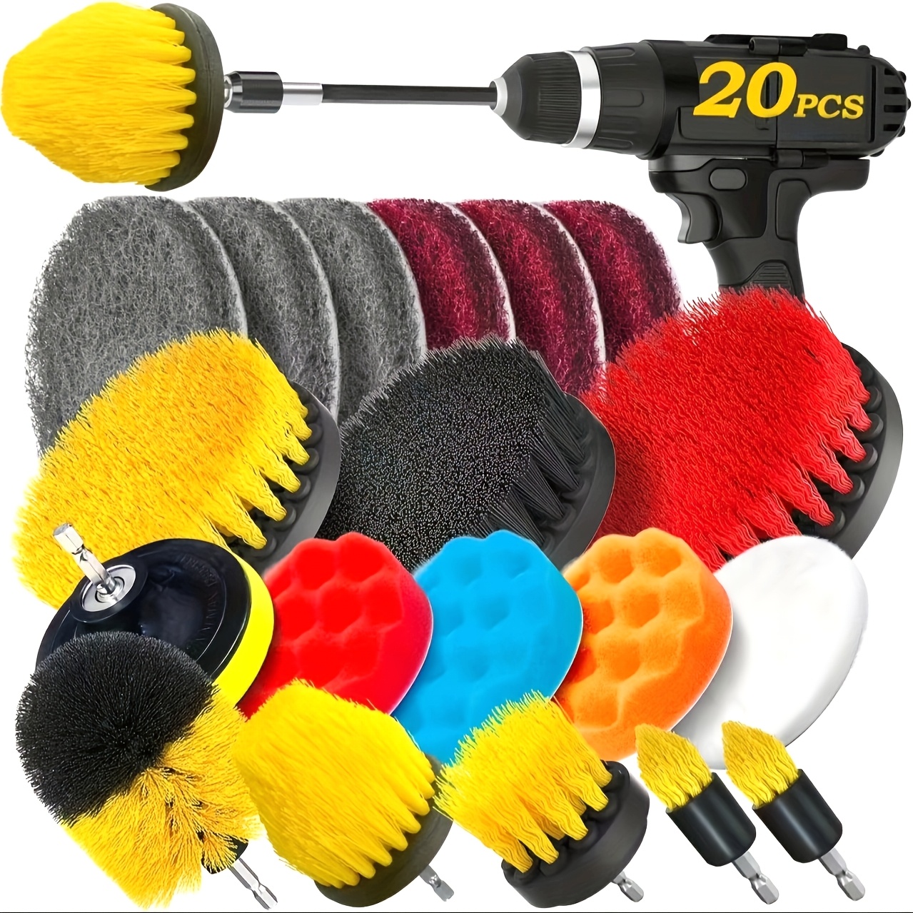 20Pack Drill Brush Attachments - Car Cleaning Brush ulasan dan harga