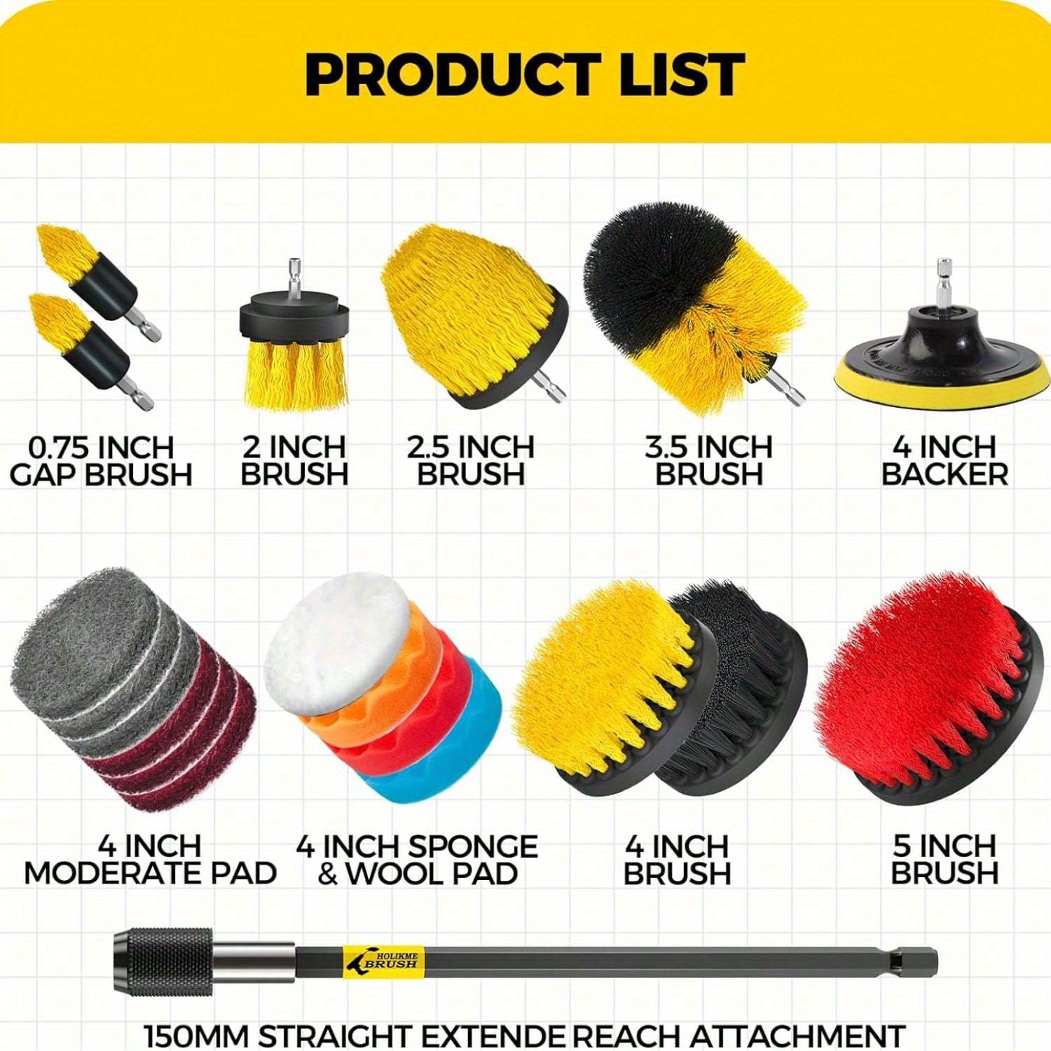 20Pack Drill Brush Attachments - Car Cleaning Brush ulasan dan harga